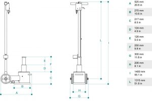 Gato oleoneumatico compacto para 40t PTJ40212 dimensiones