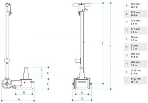Gato oleoneumatico de 40t PTJ40172 dimensiones