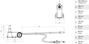 Gato oleoneumatico para servicio movil de 20t PTJ20142P dimensiones